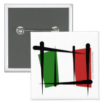 Italy Brush Flag Pinback Buttons