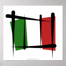 Italy Brush Flag Print