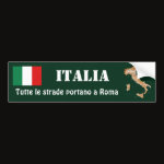 Italy Flag Map Text Bumper Sticker