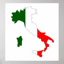 Italy Flag Map full size Posters