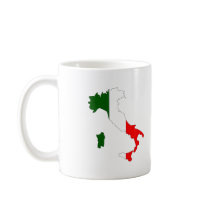 Italy flag map coffee mugs