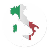 Italy Flag Map Round Sticker