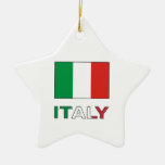 Italy Flag & Word Christmas Ornament