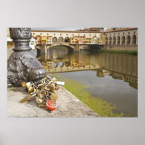Italy, Florence, Love Locks and Reflections in