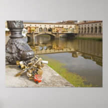 Italy, Florence, Love Locks and Reflections in Posters