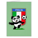 This adorable little panda is too cute! He's featured in front of a large flag from Italy and ready to play football and score some goals. This cute design is perfect for football players and soccer fans.
