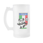 This adorable little panda is too cute! He's featured in front of a large flag from Italy and ready to play football and score some goals. This cute design is perfect for football players and soccer fans.