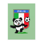 This adorable little panda is too cute! He's featured in front of a large flag from Italy and ready to play football and score some goals. This cute design is perfect for football players and soccer fans.