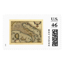 Italy Map by Ortelius 1570 Postage