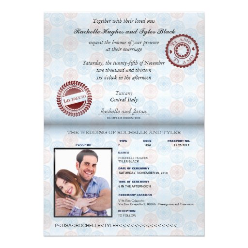Italy Passport (rendered) Wedding Invitation II