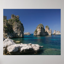 Italy, Sicily, Scopello, Rocks by Tonnara Posters