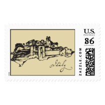 Italy stamp with Castle