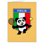 This adorable little panda loves to get out on the court and hits some balls. Panda plays in front of a large flag of Italy. This is a great design for anyone who loves to play tennis, watch tennis or just loves cute pandas.
