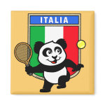 This adorable little panda loves to get out on the court and hits some balls. Panda plays in front of a large flag of Italy. This is a great design for anyone who loves to play tennis, watch tennis or just loves cute pandas.