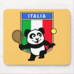 This adorable little panda loves to get out on the court and hits some balls. Panda plays in front of a large flag of Italy. This is a great design for anyone who loves to play tennis, watch tennis or just loves cute pandas.