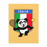 This adorable little panda loves to get out on the court and hits some balls. Panda plays in front of a large flag of Italy. This is a great design for anyone who loves to play tennis, watch tennis or just loves cute pandas.