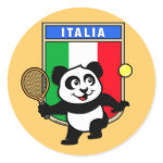 This adorable little panda loves to get out on the court and hits some balls. Panda plays in front of a large flag of Italy. This is a great design for anyone who loves to play tennis, watch tennis or just loves cute pandas.
