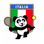 This adorable little panda loves to get out on the court and hits some balls. Panda plays in front of a large flag of Italy. This is a great design for anyone who loves to play tennis, watch tennis or just loves cute pandas.