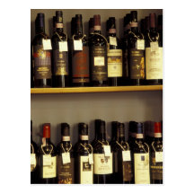 Italy, Tuscany, Pienza Wine display in shop Post Card