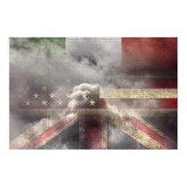Italy, US and UK flags Print