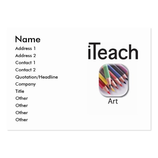 iteachART business card (front side)