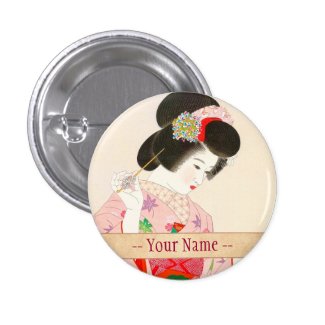 Ito Shinsui Make up vntage japanese geisha lady Pinback Buttons