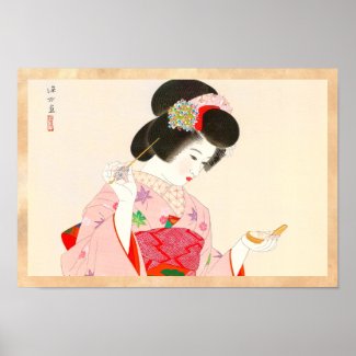 Ito Shinsui Make up vntage japanese geisha lady Print