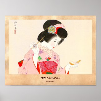 Ito Shinsui Make up vntage japanese geisha lady Posters