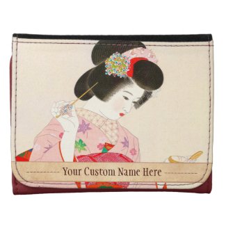 Ito Shinsui Make up vntage japanese geisha lady Tri-fold Wallet