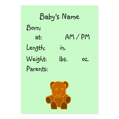 It's A Baby! - birth announcement template Business Card by Horseshoes3