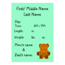It's A Baby! - birth announcement template business cards