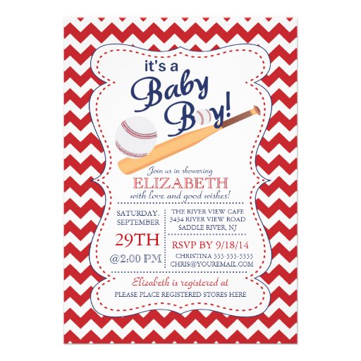 It's a Baby Boy Baseball Baby Shower Custom Announcement (front side)