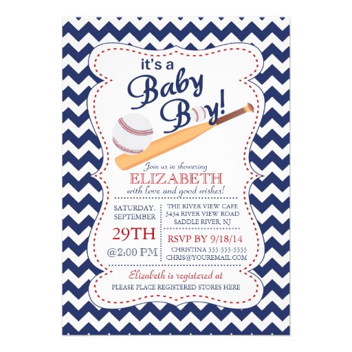 It's a Baby Boy Baseball Baby Shower Custom Announcements (front side)