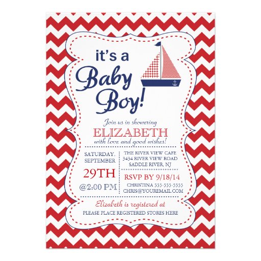 It's a Baby Boy Sailboat Nautical Baby Shower Custom Invite