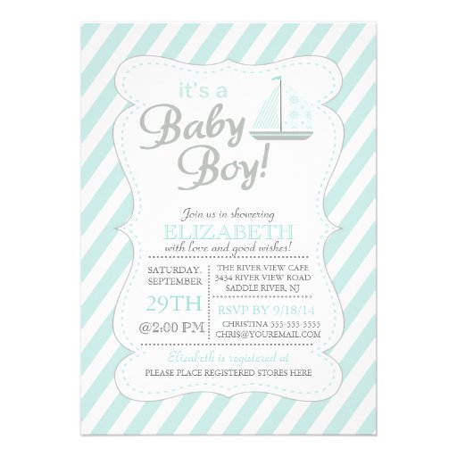It's a Baby Boy Sailboat Nautical Baby Shower Personalized Invite