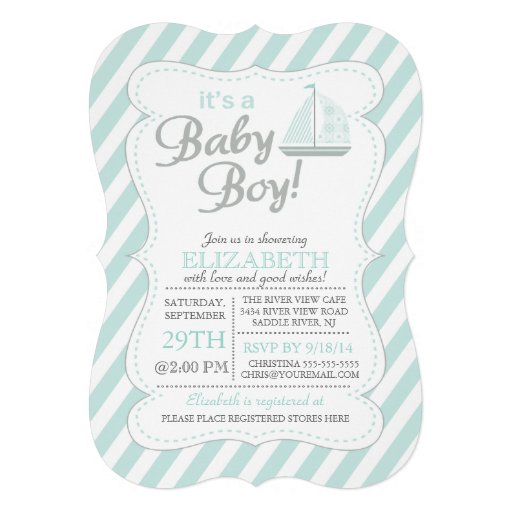 It's a Baby Boy Sailboat Nautical Baby Shower Personalized Announcement