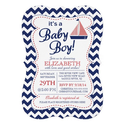 It's a Baby Boy Sailboat Nautical Baby Shower Cards (front side)