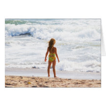 Its A Big World - Little Girl At The Beach Card