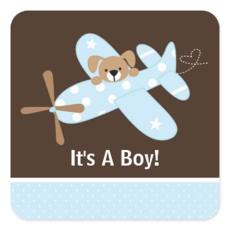 It's A Boy Airplane Baby Birth Announcement sticker