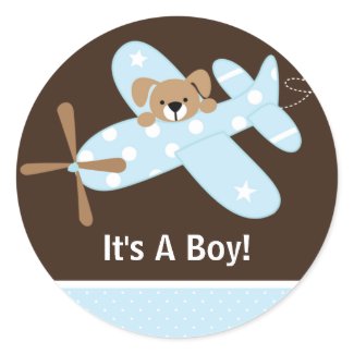 It's A Boy Airplane Baby Birth Announcement sticker