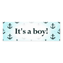 It's a Boy! Anchor Pattern Baby Blue Business Card Templates