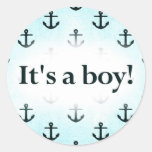 It's a Boy! Anchor Pattern Baby Blue Stickers