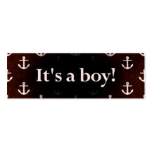 It's a Boy! Anchor Pattern Dark Red Business Card Template