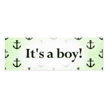 It's a Boy! Anchor Pattern Green Business Card Template
