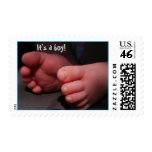 It's a boy! -baby feet postage stamps