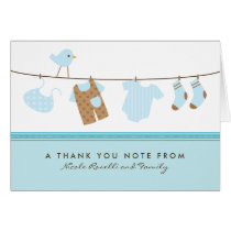 It's a Boy Baby Laundry Thank You Card (aqua)