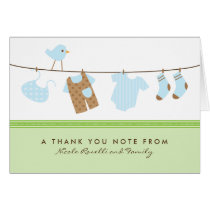 It's a Boy Baby Laundry Thank You Card (green)