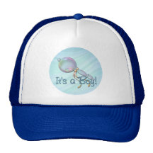 IT'S A BOY BABY RATTLE by SHARON SHARPE Hats