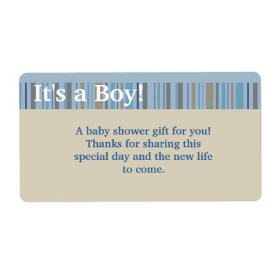 Baby Favor on Blue And Taupe Stripes Boy Baby Shower Or Birth Announcement Favor