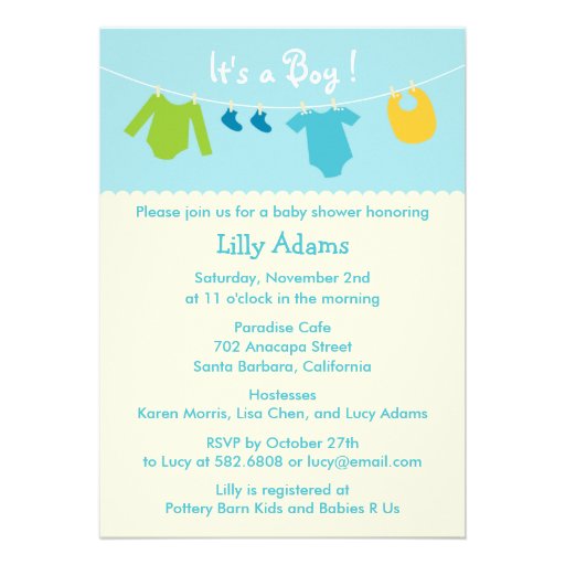 It's A Boy Baby Shower Invitation